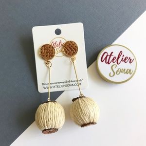 Available:  Dangling Rattan Ball Earrings